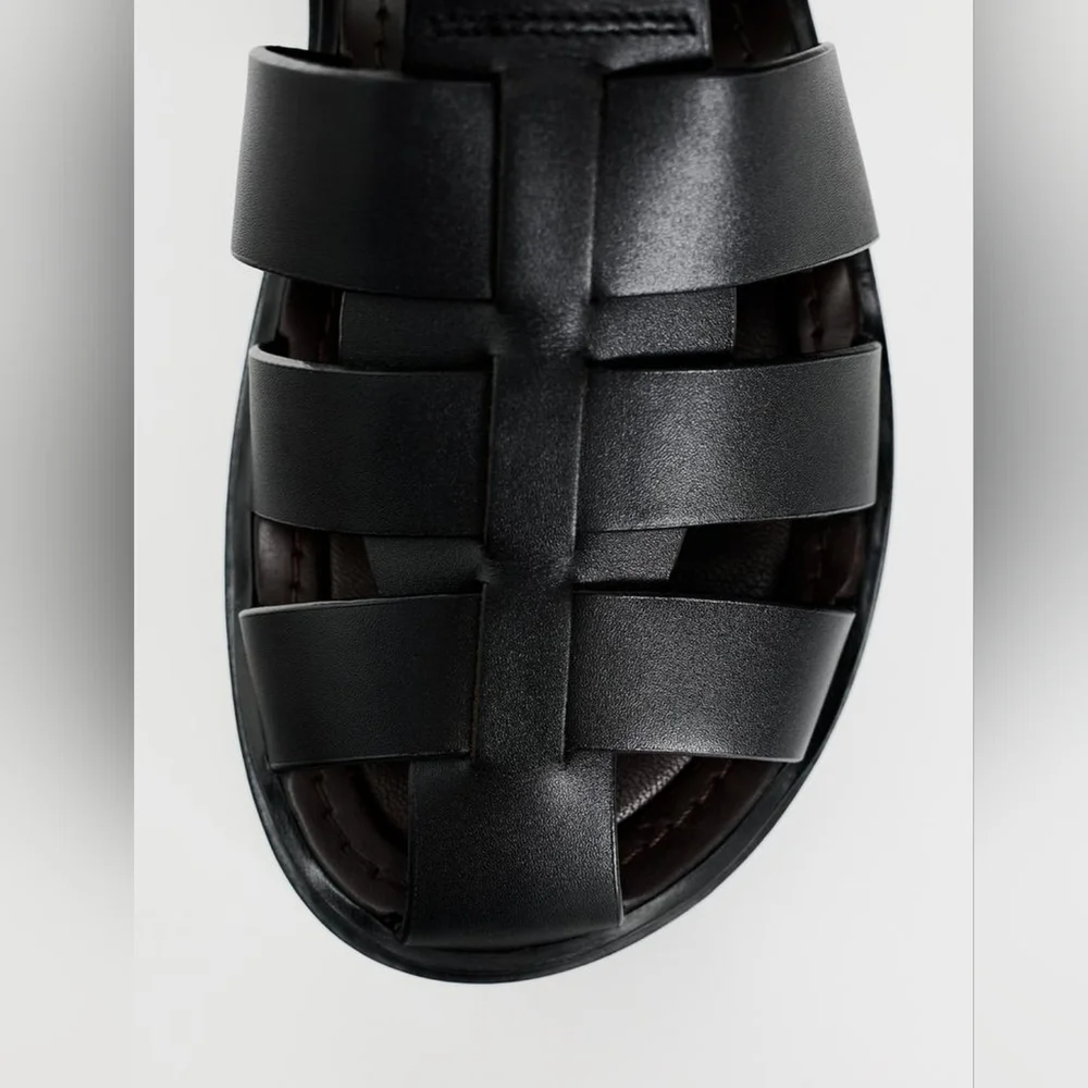 Zara Lug Sole Leather Cage Sandals - Picture 6 of 11